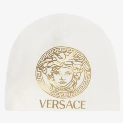 Versace Hats*White & Gold Medusa Logo Baby Hat
