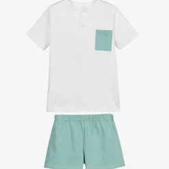 Babidu Nightwear*White & Green Short Pyjamas