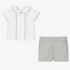 Ancar Outfit Sets|Outfit Sets*White & Grey Cotton Baby Buster Suit