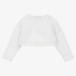 Sarah Louise Tops*White & Pink Knitted Bolero Cardigan