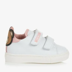 Moschino Kid-Teen Trainers*White & Pink Leather Teddy Bear Trainers