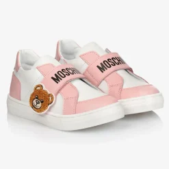 Moschino Baby Trainers|Trainers*White & Pink Leather Trainers