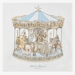 Atelier Choux Paris Gifts|Sleeping Accessories*White & Blue Carousel Swaddle (97cm)