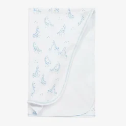 Kissy Kissy Gifts*White & Blue Giraffe Glee Pima Cotton Blanket (73cm)