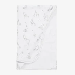 Kissy Kissy Gifts*White & Grey Giraffe Glee Pima Cotton Blanket (73cm)