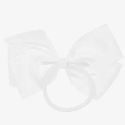 Peach Ribbons Hair Accessories*White Bow Hair Elastic (12cm)