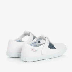 Pisamonas Bar Shoes|Bar Shoes*White Canvas T-Bar Shoes