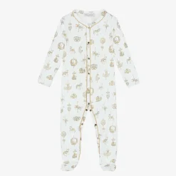 Atelier Choux Paris Babysuits*White Carousel Print Cotton Babygrow