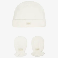 Marie-Chantal Hats|Hats*White Cotton Angel Wing Hat & Mittens Set