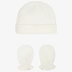 Marie-Chantal Hats|Hats*White Cotton Angel Wing Hat & Mittens Set