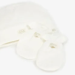 Marie-Chantal Hats|Hats*White Cotton Angel Wing Hat & Mittens Set