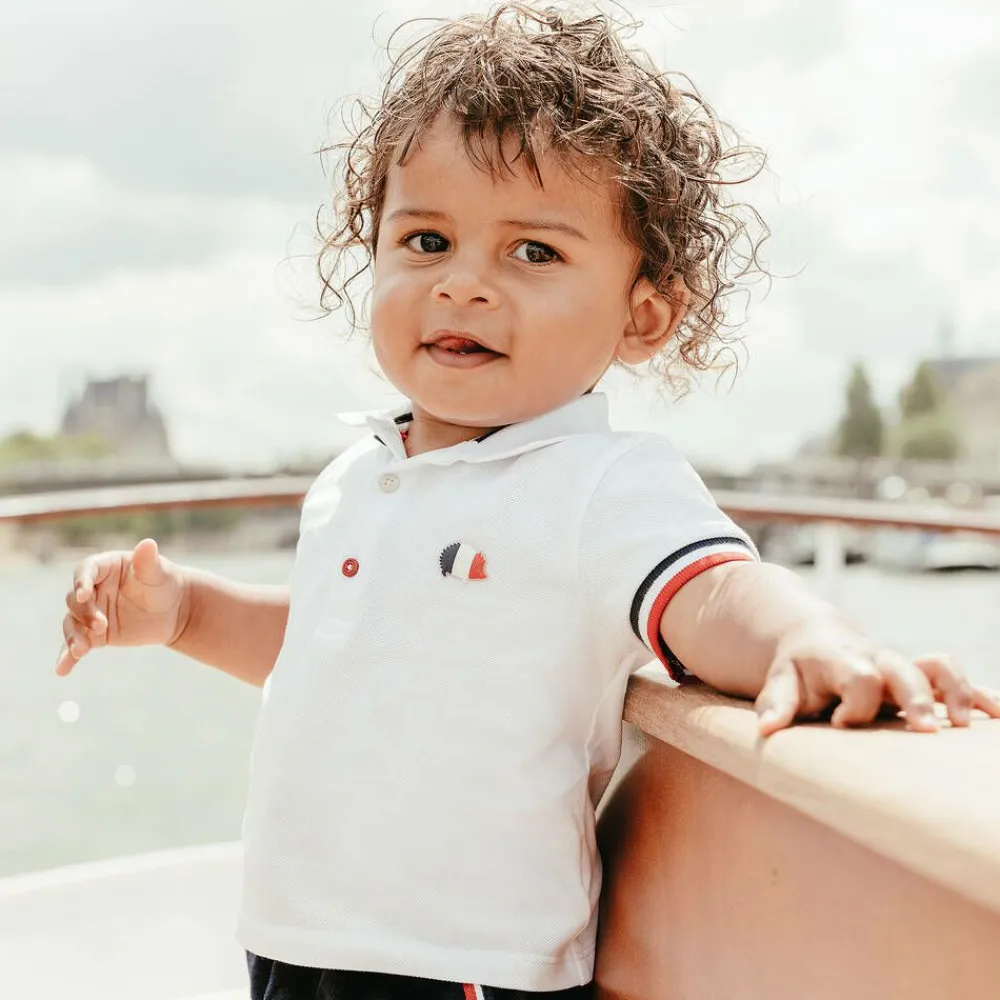 Tartine et Chocolat Tops*White Cotton Baby Polo Shirt