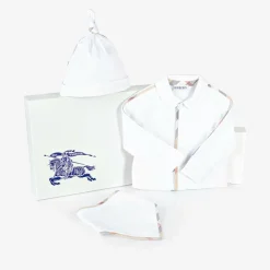 Burberry Gifts|Babysuits*White Cotton Babygrow Gift Set