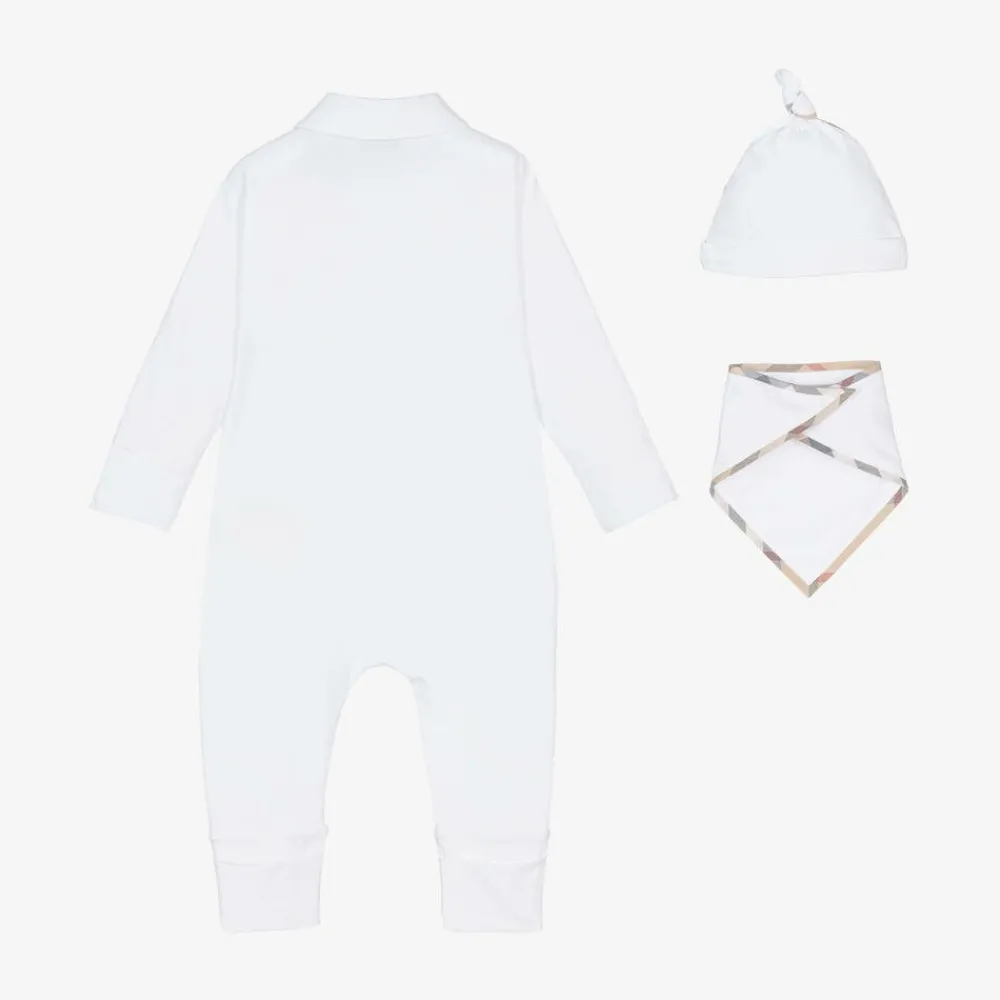 Burberry Gifts|Babysuits*White Cotton Babygrow Gift Set