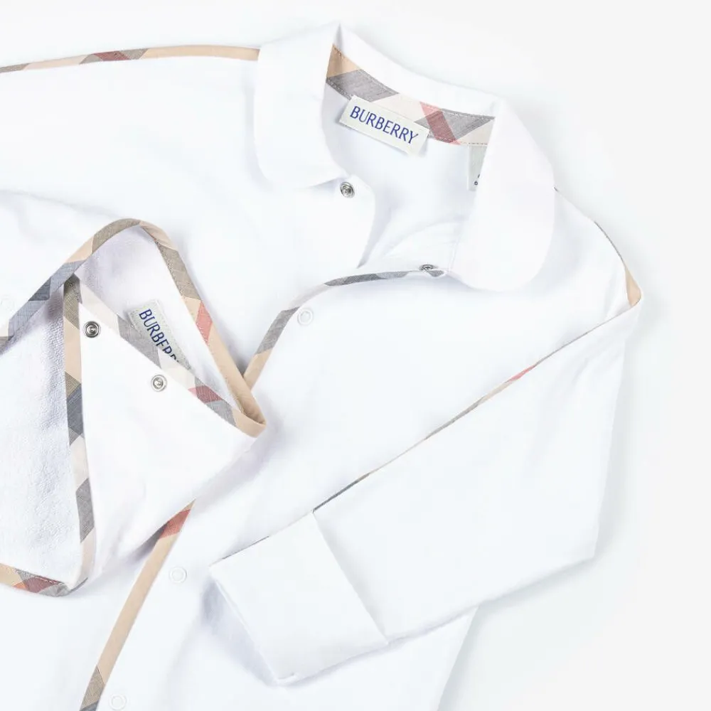 Burberry Gifts|Babysuits*White Cotton Babygrow Gift Set