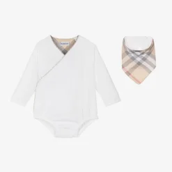 Burberry Gifts|Babysuits*White Cotton Babysuit Gift Set