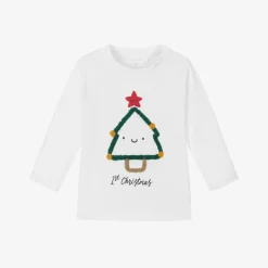 NAME IT Tops|Tops*White Cotton Christmas Baby Top