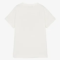 Versace Tops*White Cotton Graphic Logo T-Shirt