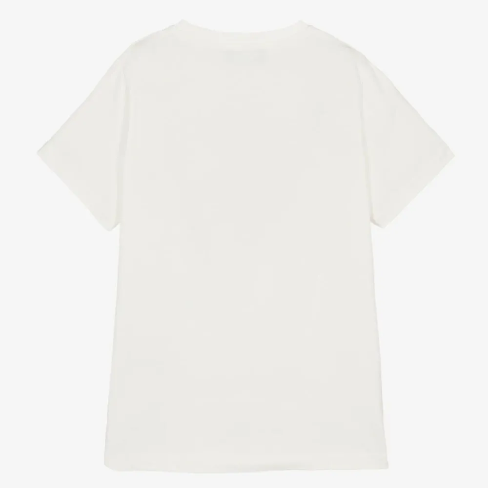 Versace Tops*White Cotton Graphic Logo T-Shirt