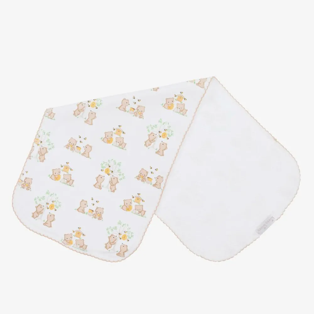 Kissy Kissy Feeding Accessories*White Cotton Honey Bear Cubs Burp Cloth (49cm)