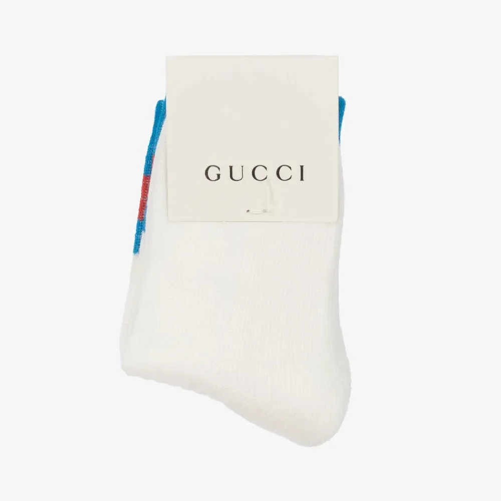 Gucci Socks*White Cotton Interlocking G Socks