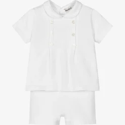 Sarah Louise Outfit Sets*White Cotton Knit Shorts Set