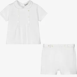 Sarah Louise Outfit Sets*White Cotton Knit Shorts Set