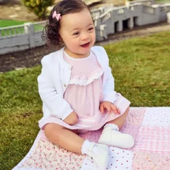 Minutus Tops*White Cotton Knitted Baby Cardigan