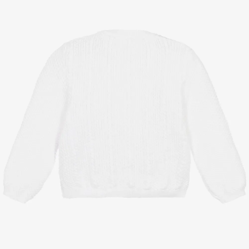 Minutus Tops*White Cotton Knitted Baby Cardigan