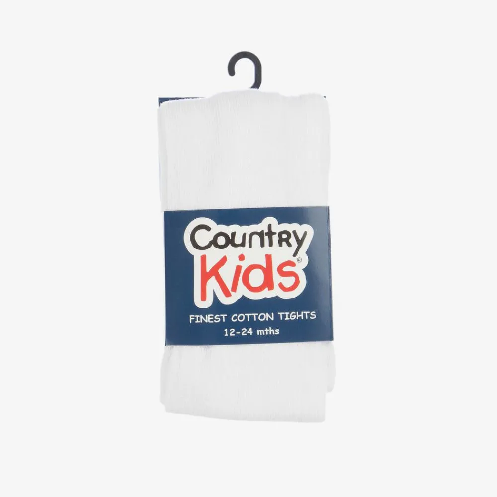 Country Kids Tights|Tights*White Cotton Knitted Tights