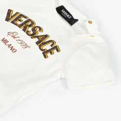 Versace Tops*White Cotton Leopard Print Baby T-Shirt