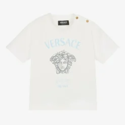 Versace Tops*White Cotton Medusa Baby T-Shirt