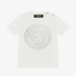 Versace Tops*White Cotton Medusa Baby T-Shirt