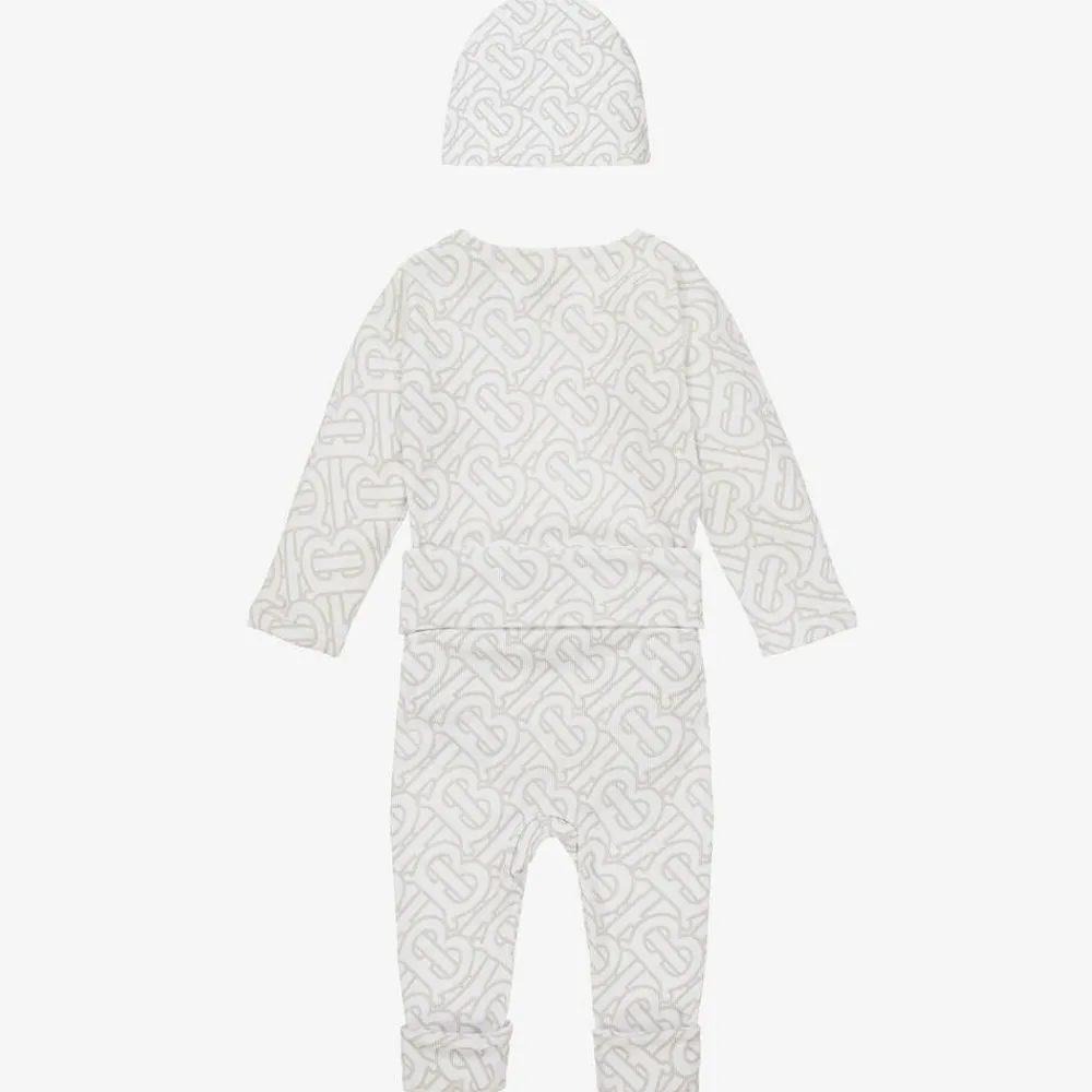 Burberry Gifts|Babysuits*White Cotton Monogram Baby Gift Set