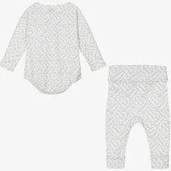 Burberry Gifts|Babysuits*White Cotton Monogram Baby Gift Set