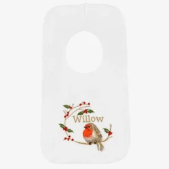 Paint My Dreams Feeding Accessories*White Cotton Personalised Robin Bib