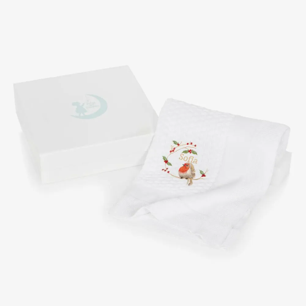 Paint My Dreams Blankets & Shawls*White Cotton Personalised Robin Blanket (88cm)