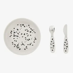 Elodie Lunch Accessories|Lunch Accessories*White Dalmatian Silicone Plate & Cutlery Set