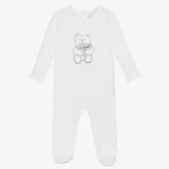 Guess Gifts|Babysuits*White Embroidered Cotton Bear Babygrow