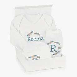 Paint My Dreams Gifts|Babysuits*White Feather Personalised Babysuit Gift Set