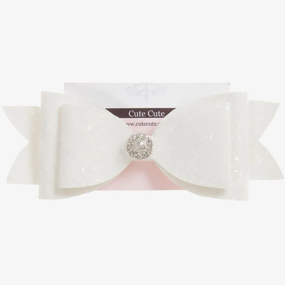 Cute Cute Hair Accessories*White Glitter Hairclip (14cm)