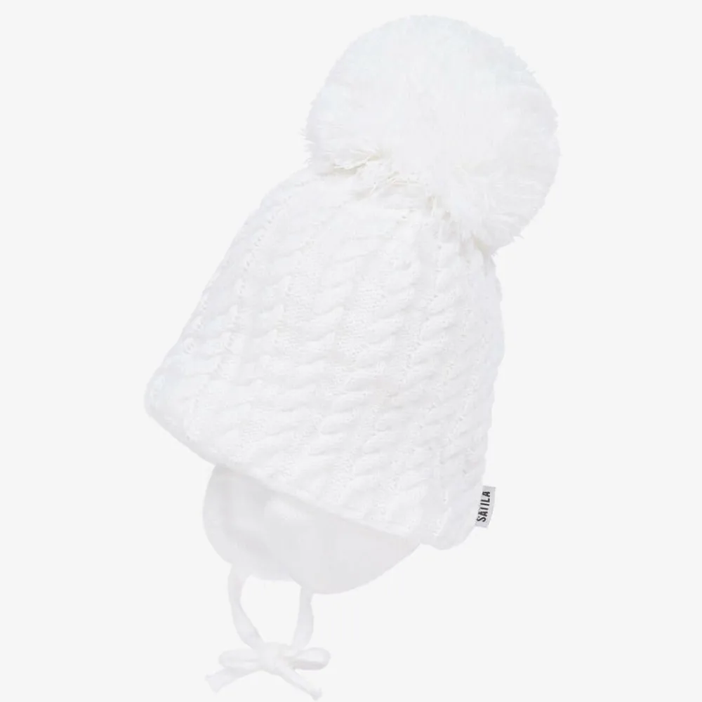Sätila of Sweden Hats*White Laura Knitted Giant Pom-Pom Beanie