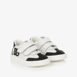 Dolce amp; Gabbana Trainers*White Leather DG Velcro Baby Trainers
