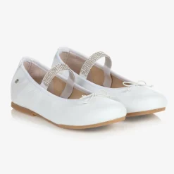 Manuela de Juan Pumps & Ballerinas*White Leather Gem Strap Pumps