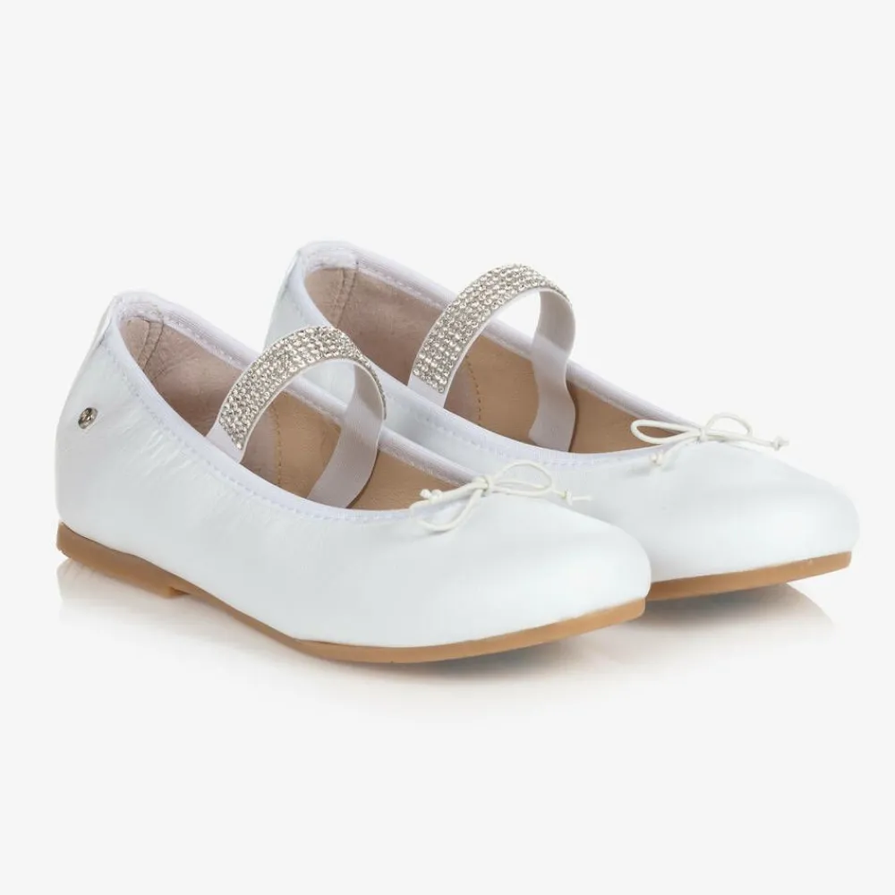 Manuela de Juan Pumps & Ballerinas*White Leather Gem Strap Pumps