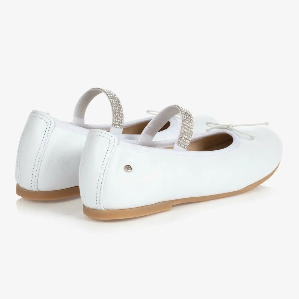 Manuela de Juan Pumps & Ballerinas*White Leather Gem Strap Pumps