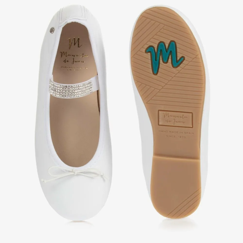 Manuela de Juan Pumps & Ballerinas*White Leather Gem Strap Pumps