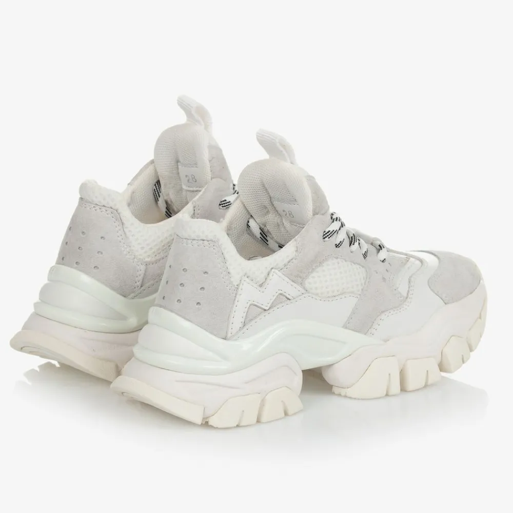 Moncler Enfant Trainers|Trainers*White Leather Lace-Up Trainers