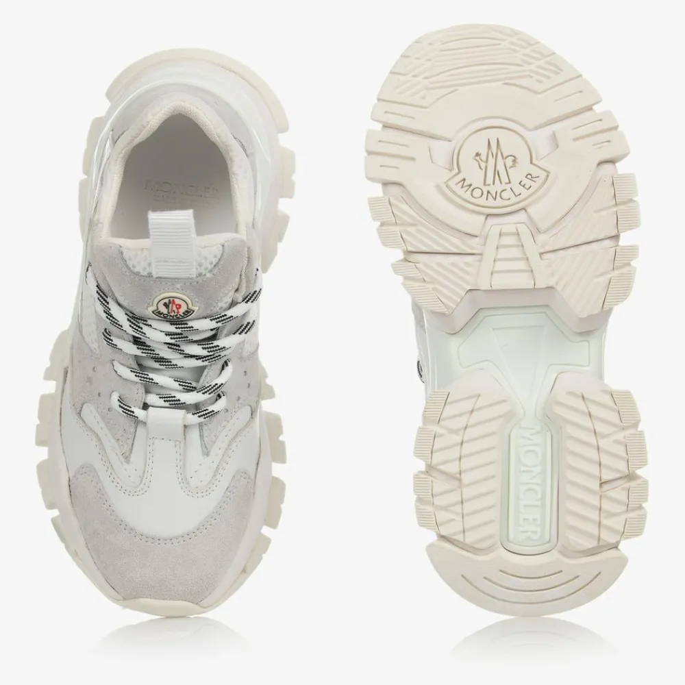Moncler Enfant Trainers|Trainers*White Leather Lace-Up Trainers