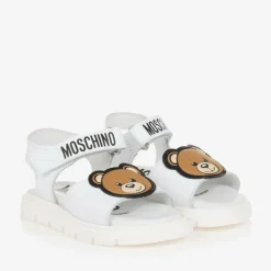Moschino Kid-Teen Sandals|Sandals*White Leather Teddy Bear Baby Sandals